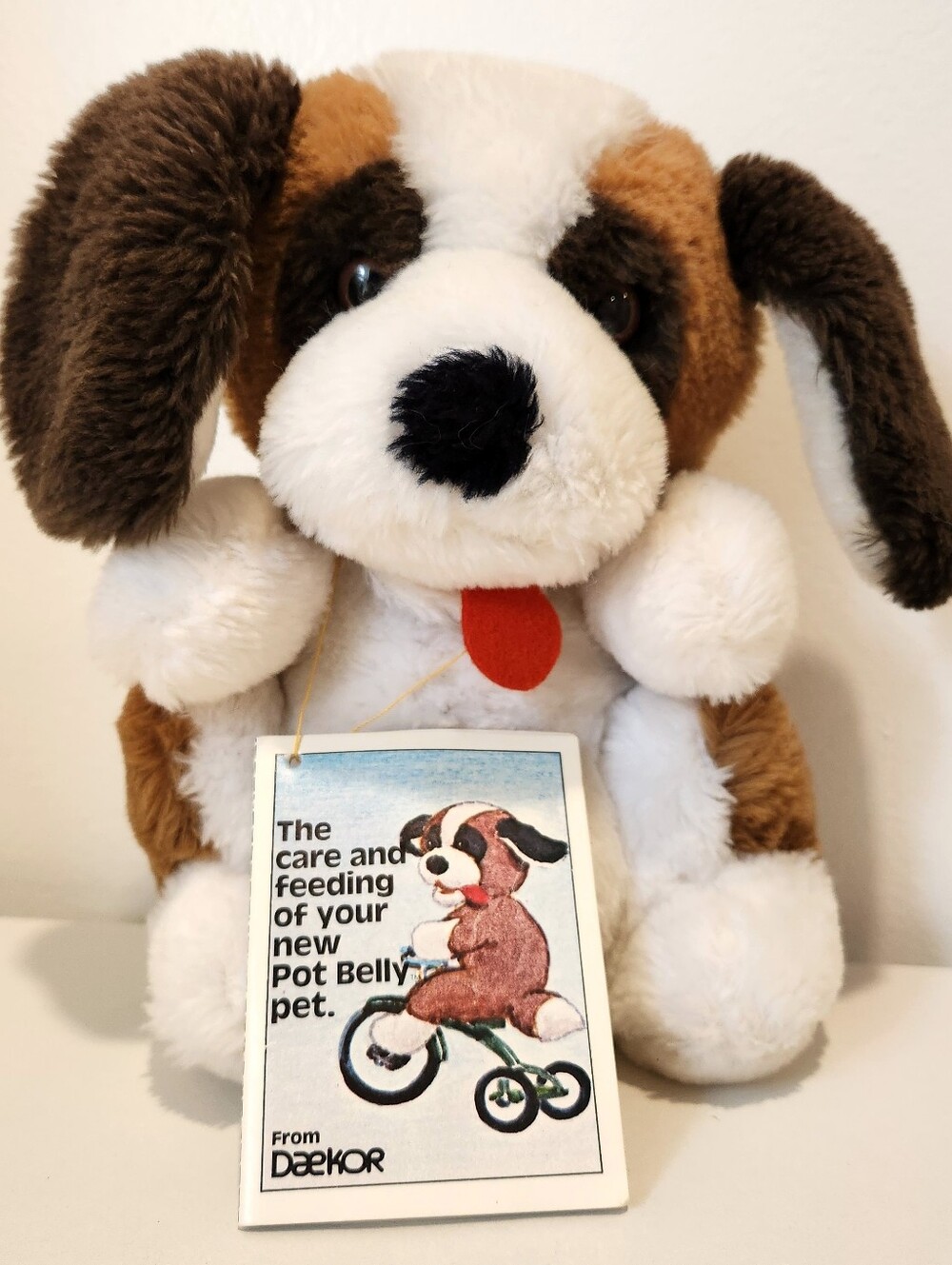 1981 Daekor Pot Belly w Care Booklet 9in St. Bernard Puppy Dog Plush - Picture 6 of 13